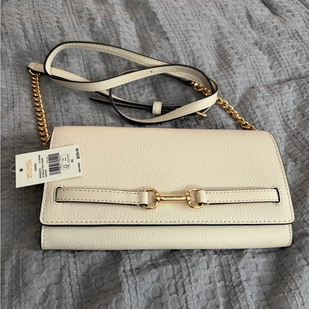 Michael Kors Ivory Crossbody Bag with Gold Accents